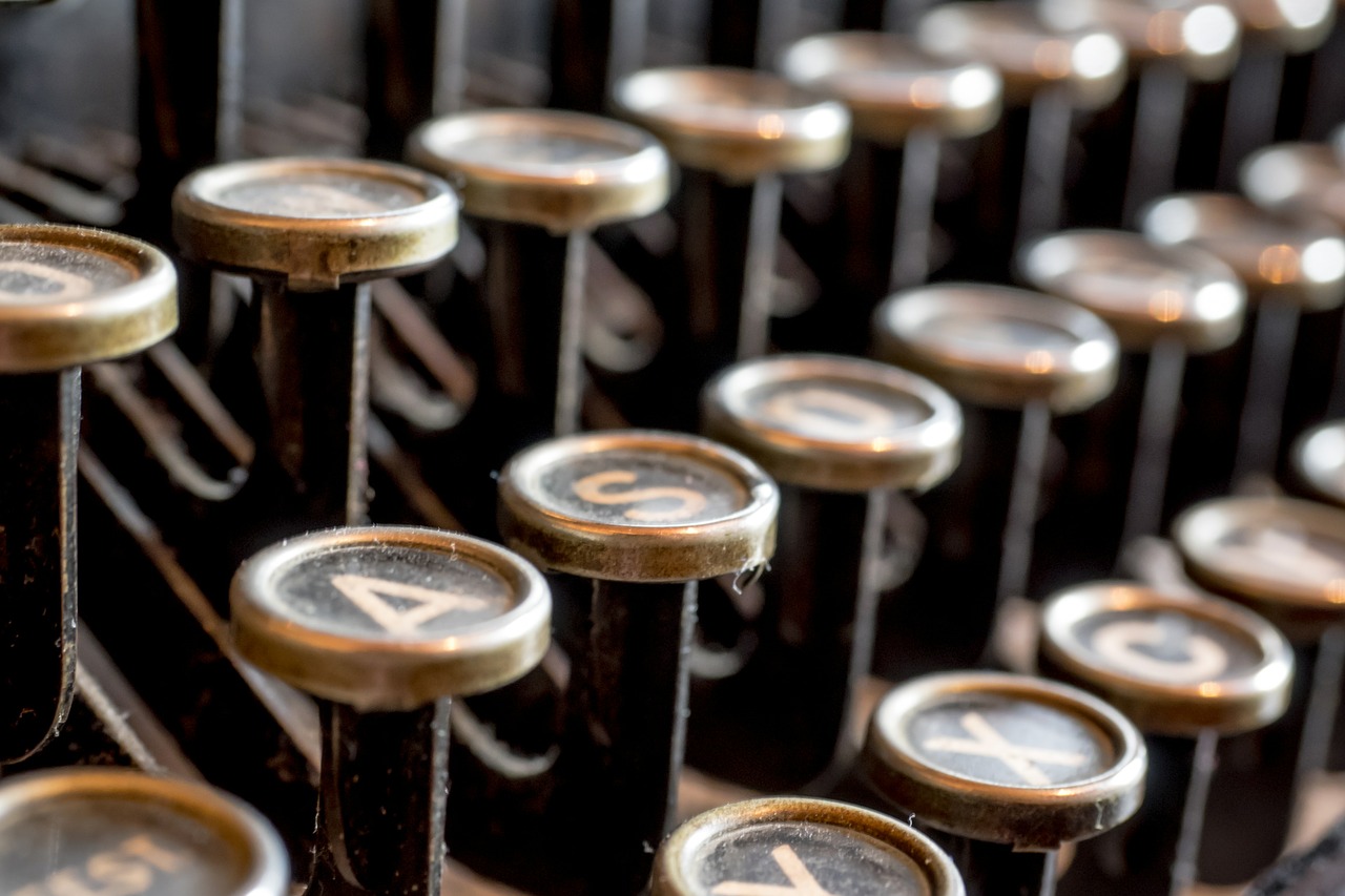 extreme close-up on the keys of an old typewriter